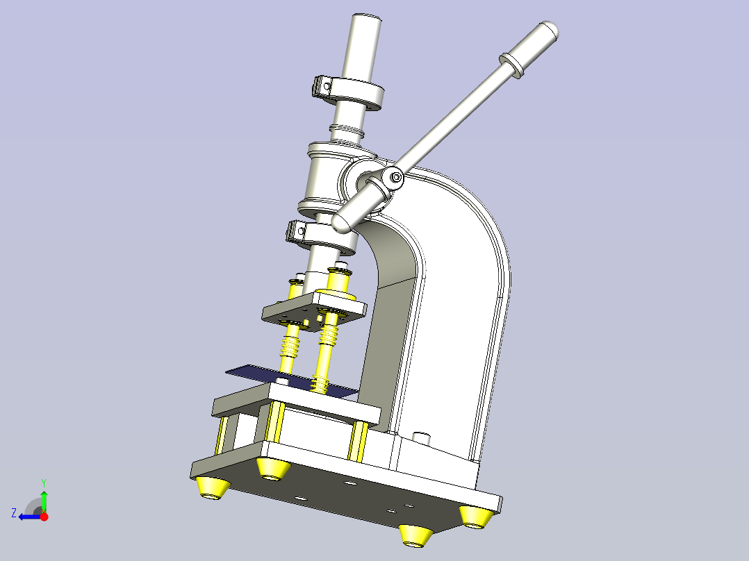 一款使用齿条式冲床的手动简易开孔夹具3D模型右视图
