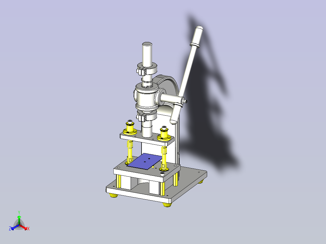 一款使用齿条式冲床的手动简易开孔夹具3D模型正等轴测图