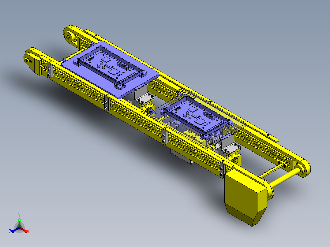 托盘传送定位与挡块机构