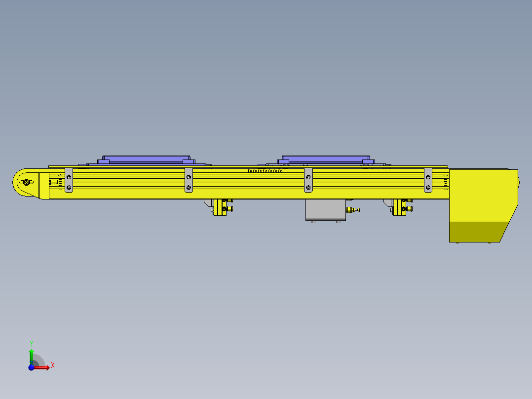 托盘传送定位与挡块机构前视图