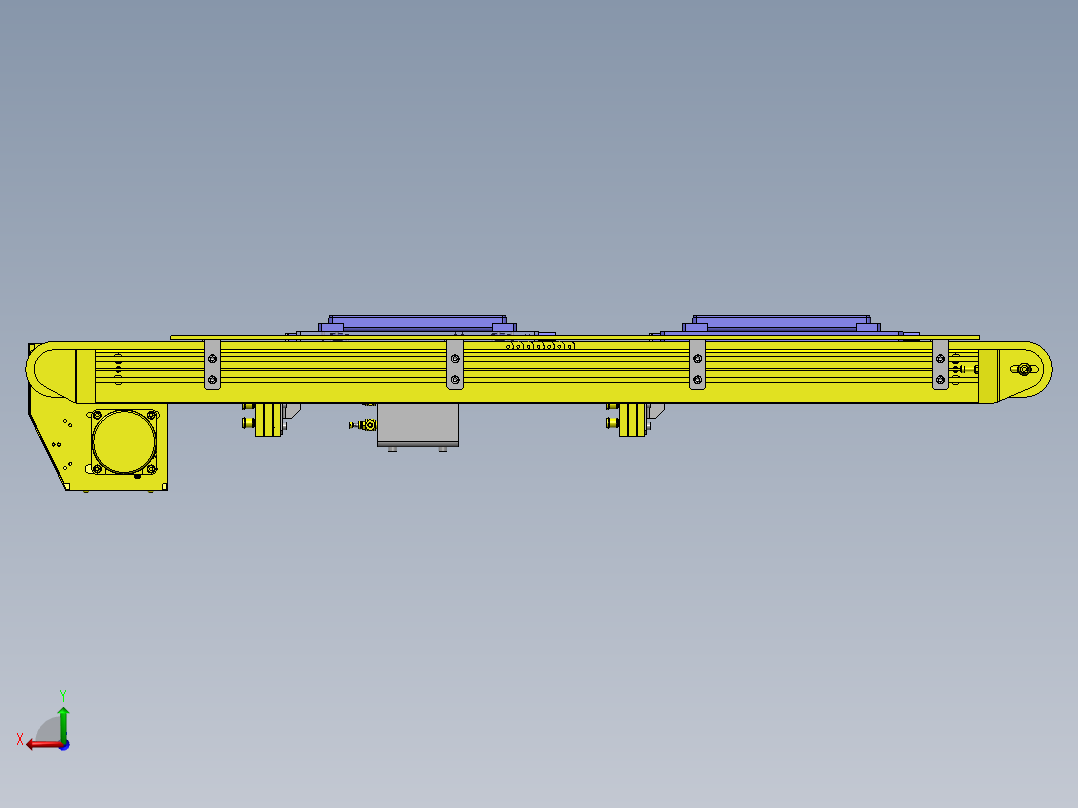 托盘传送定位与挡块机构后视图