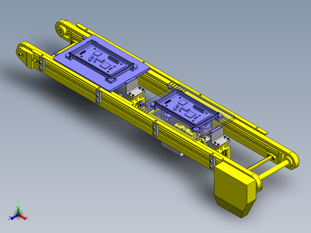 托盘传送定位与挡块机构正等轴测图
