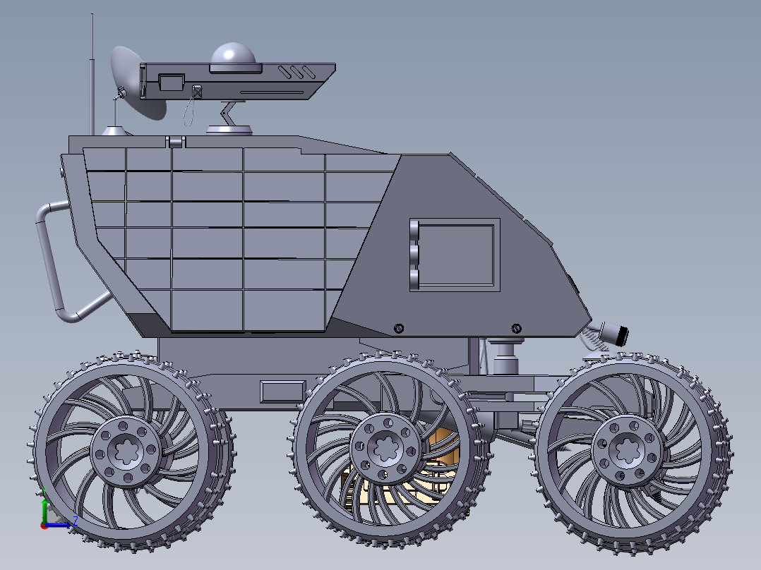 月球车”零部件设计及装配左视图