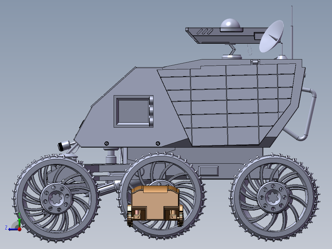 月球车”零部件设计及装配右视图