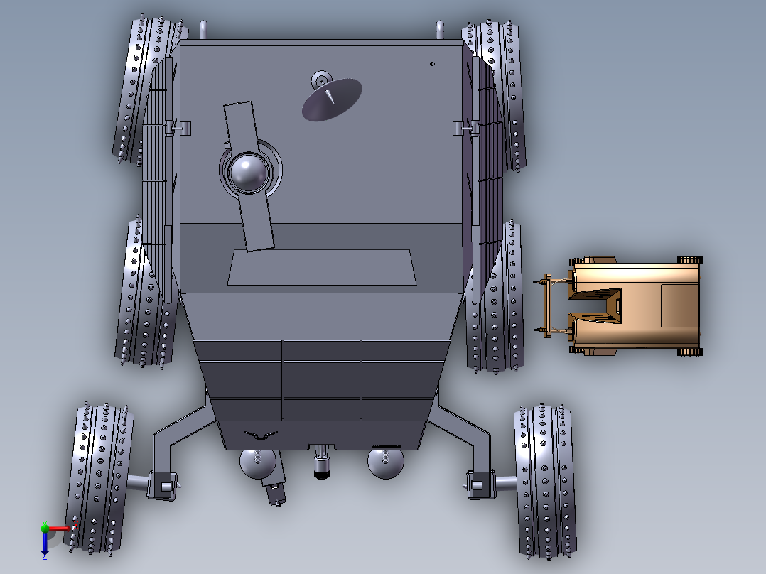 月球车”零部件设计及装配俯视图