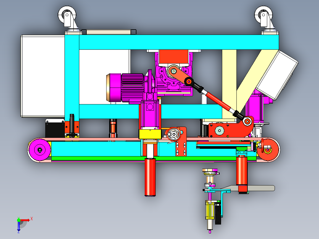 自动化玻璃支架组装机3D模型俯视图
