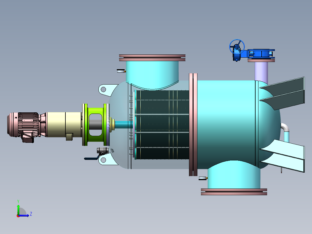 全自动反冲洗滤水器图三维SW模型左视图
