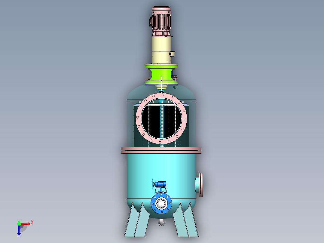 全自动反冲洗滤水器图三维SW模型俯视图