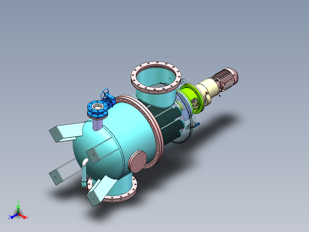 全自动反冲洗滤水器图三维SW模型正等轴测图