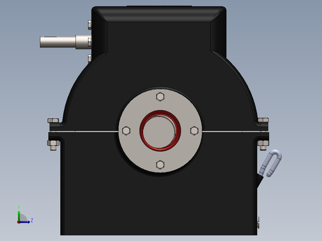 Worm Gear简易蜗轮蜗杆减速箱3D图纸 SOLIDWORKS设计 IGS格式左视图