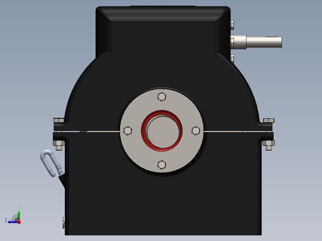 Worm Gear简易蜗轮蜗杆减速箱3D图纸 SOLIDWORKS设计 IGS格式右视图