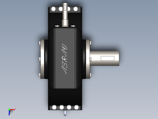 Worm Gear简易蜗轮蜗杆减速箱3D图纸 SOLIDWORKS设计 IGS格式俯视缩略图
