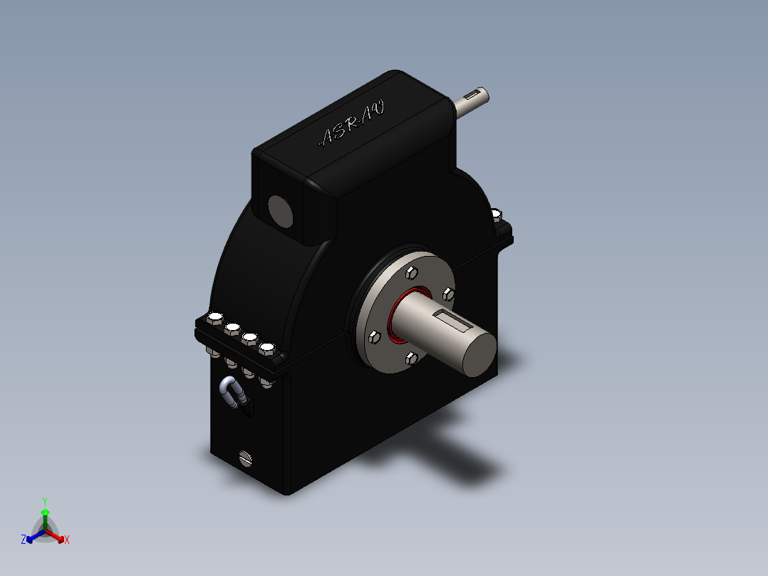 Worm Gear简易蜗轮蜗杆减速箱3D图纸 SOLIDWORKS设计 IGS格式正等轴测图