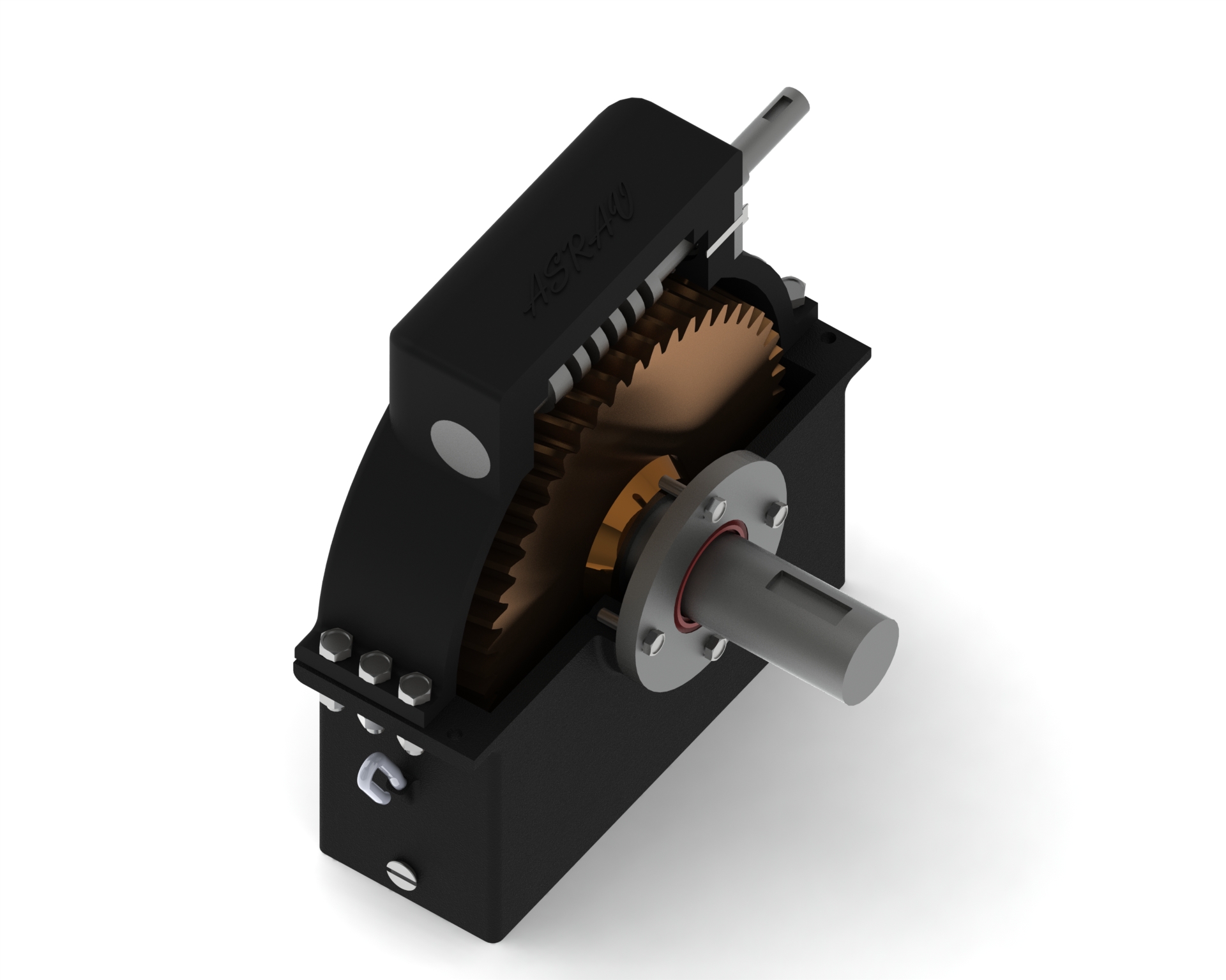 Worm Gear简易蜗轮蜗杆减速箱3D图纸 SOLIDWORKS设计 IGS格式