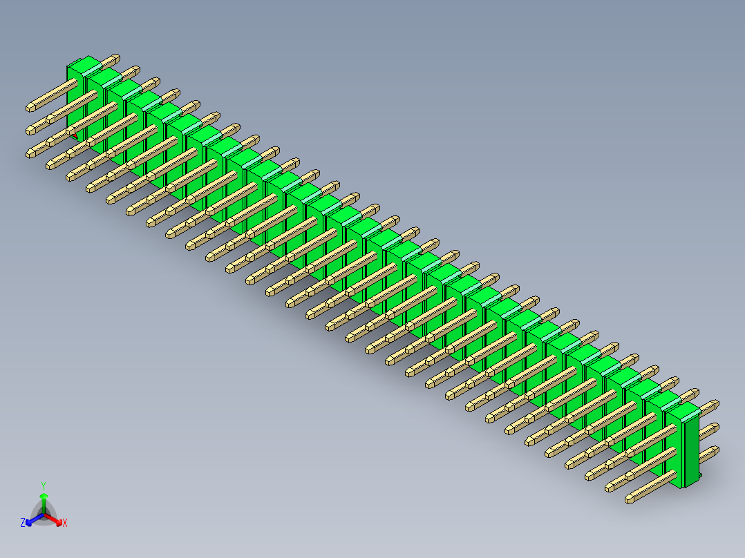 彩色公头100mil（2.54mm）系列-DS1021_green_3x31p_100mil_Type1_rev1.0主视图