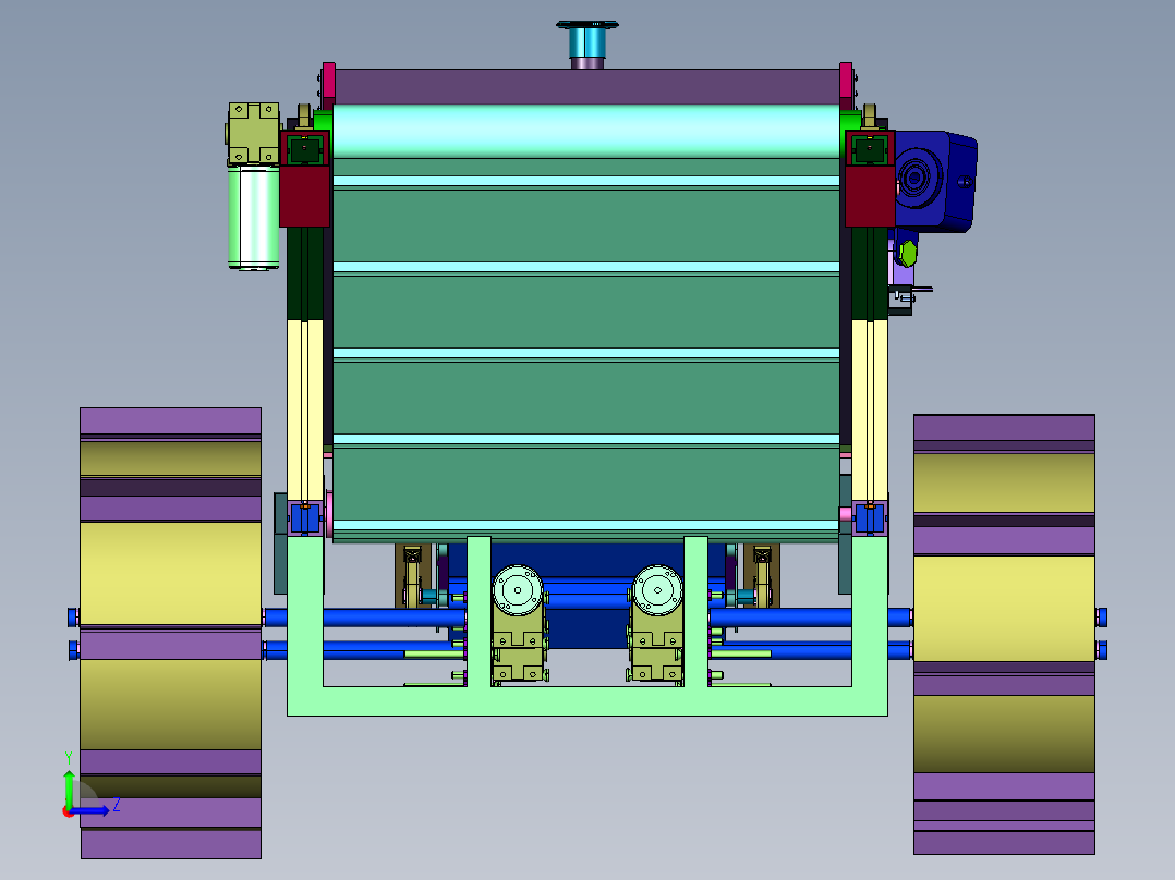 挖掘月球土壤的月球卡车左视图