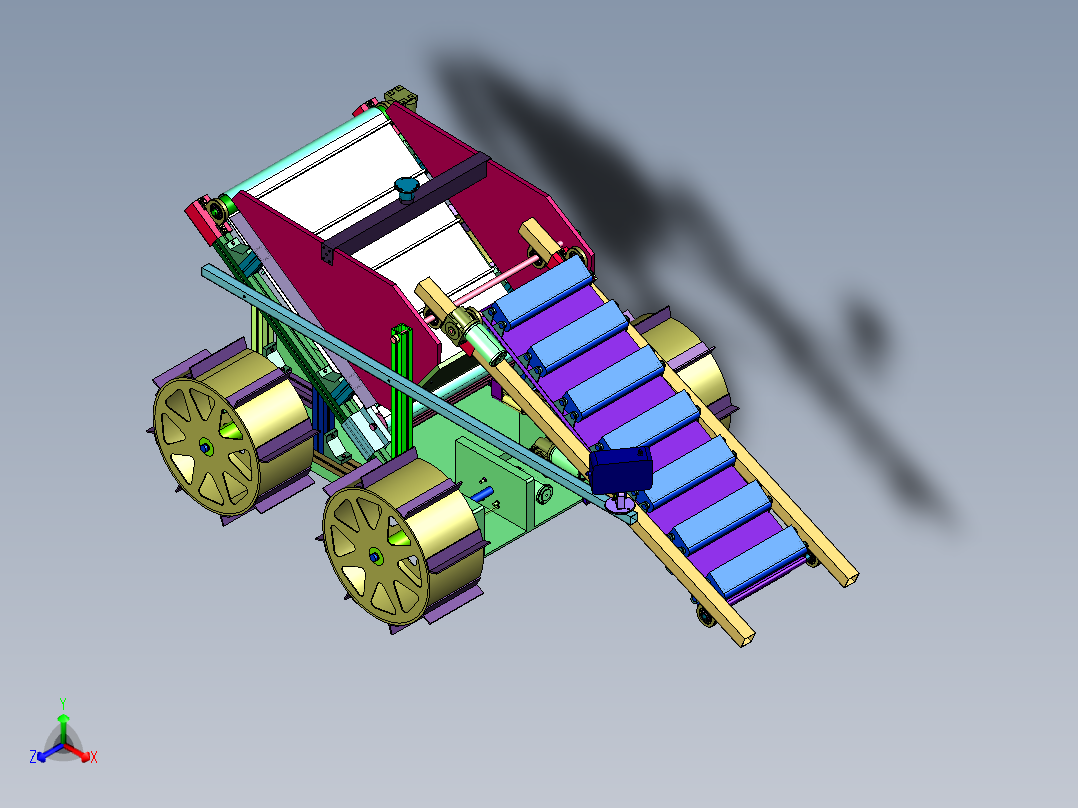 挖掘月球土壤的月球卡车正等轴测图