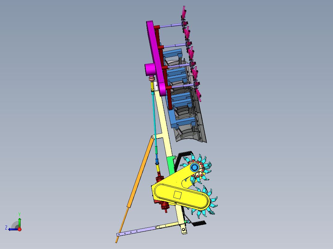 破冰除雪机二维CAD+三维SW和说明书右视图