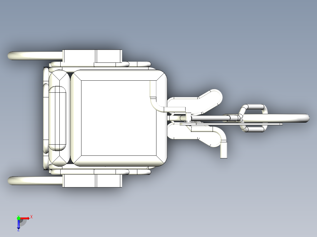 57---轮椅自行车SW三维图纸sw2015三维图纸模型设计图纸俯视图