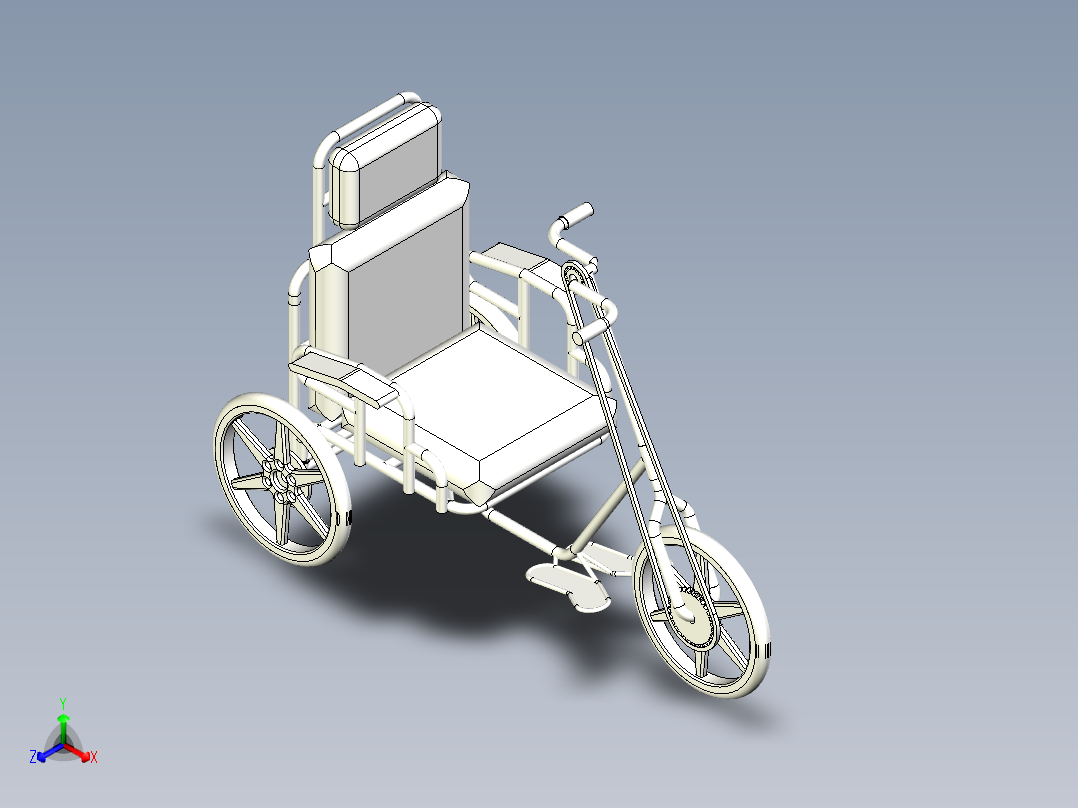 57---轮椅自行车SW三维图纸sw2015三维图纸模型设计图纸正等轴测图