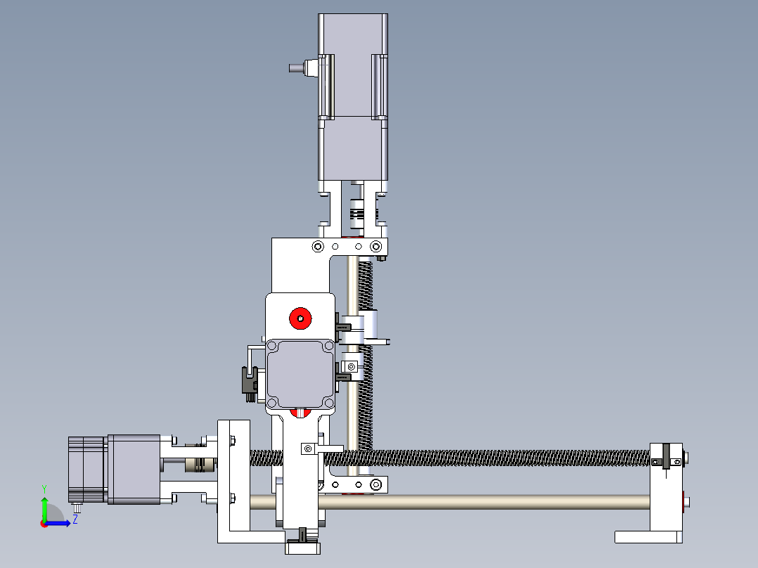 电机丝杠式三轴移动框架左视图