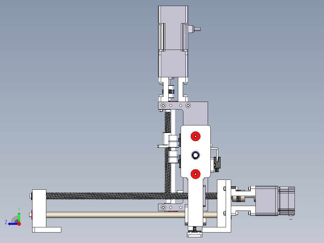电机丝杠式三轴移动框架右视图