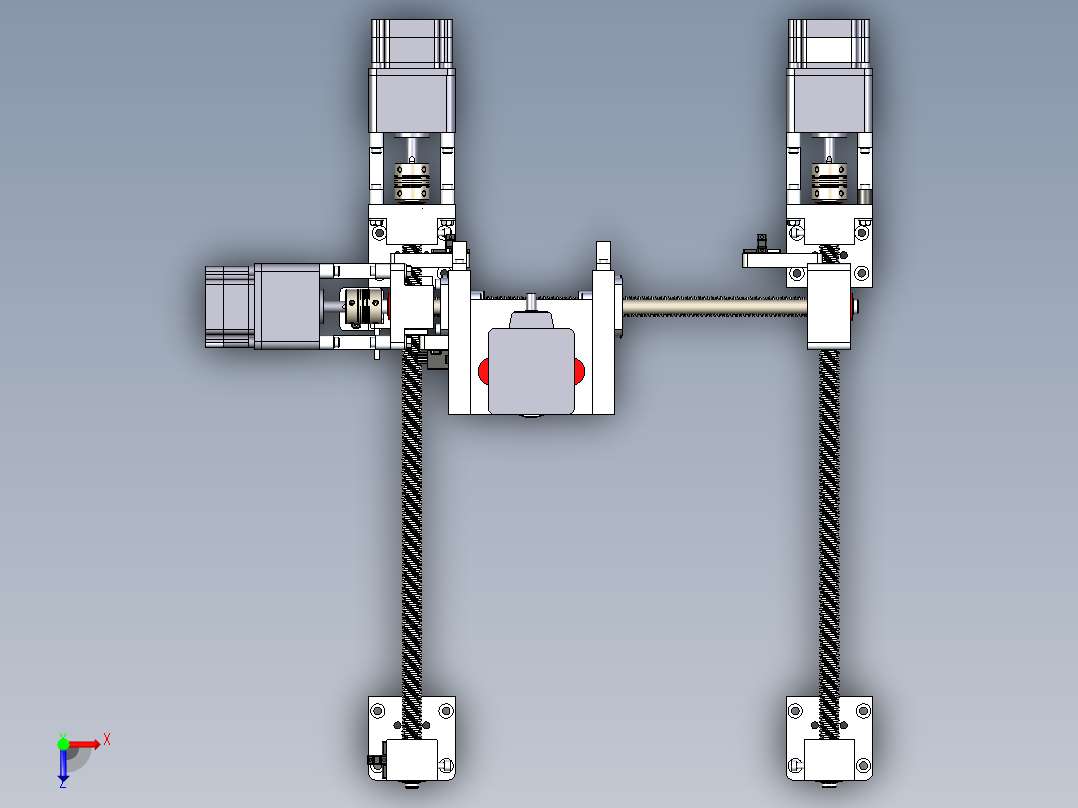 电机丝杠式三轴移动框架俯视图