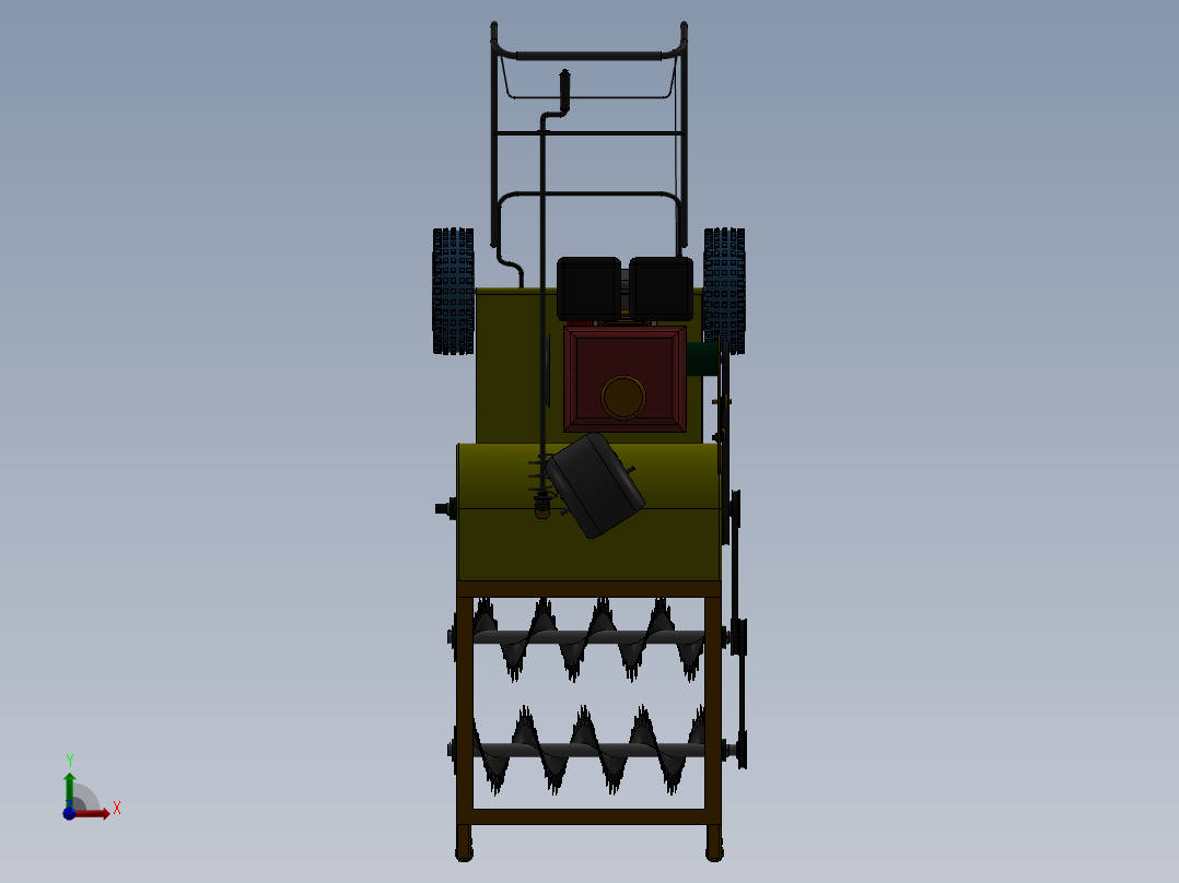 小型路面除冰装置设计-除雪机三维UG模型3D建模+CAD图纸+说明前视图