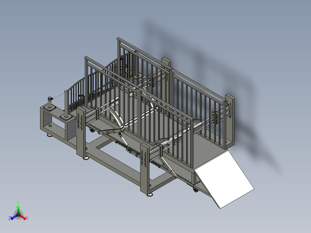 兽医用推进式动物限位装置正等轴测图