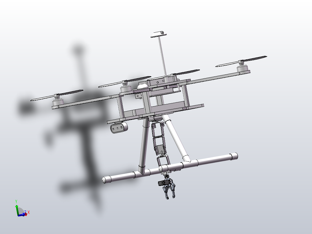 机械臂四轴无人机主视图