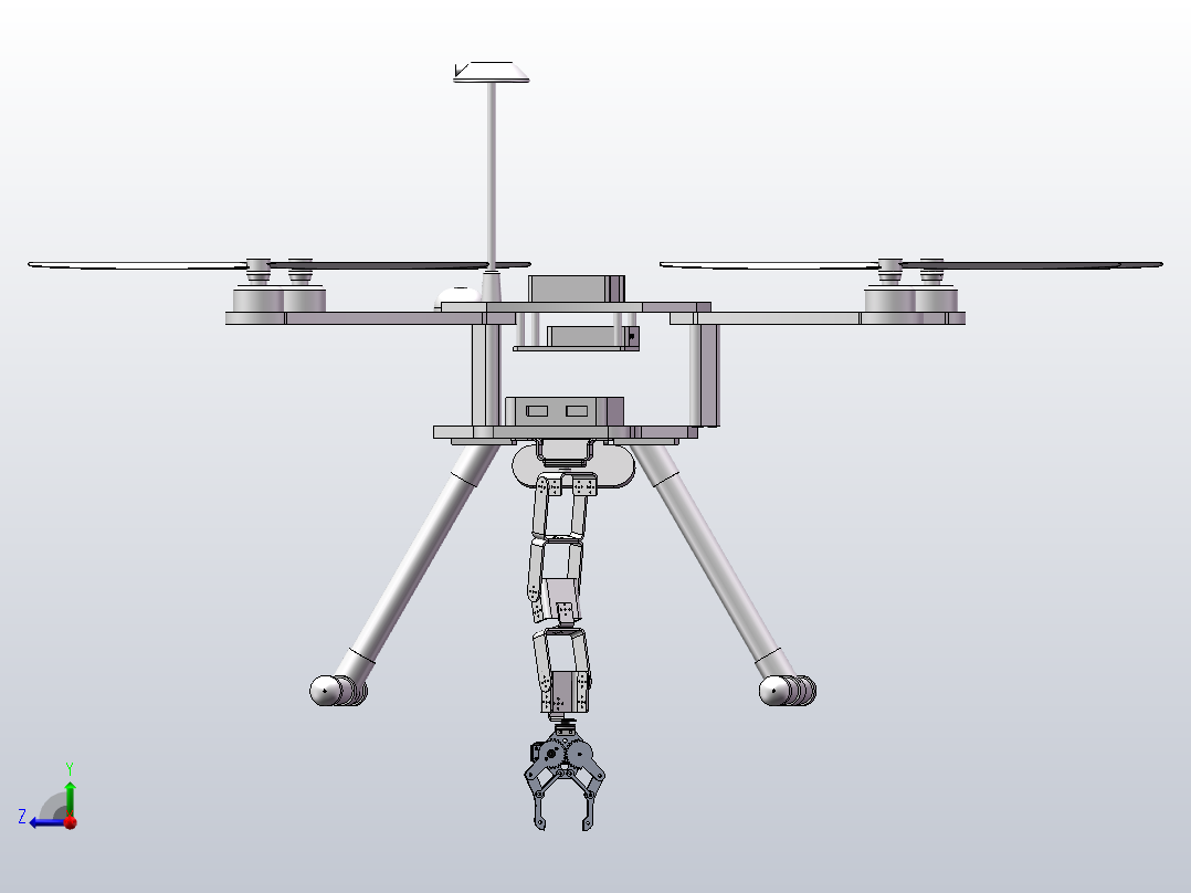 机械臂四轴无人机右视图