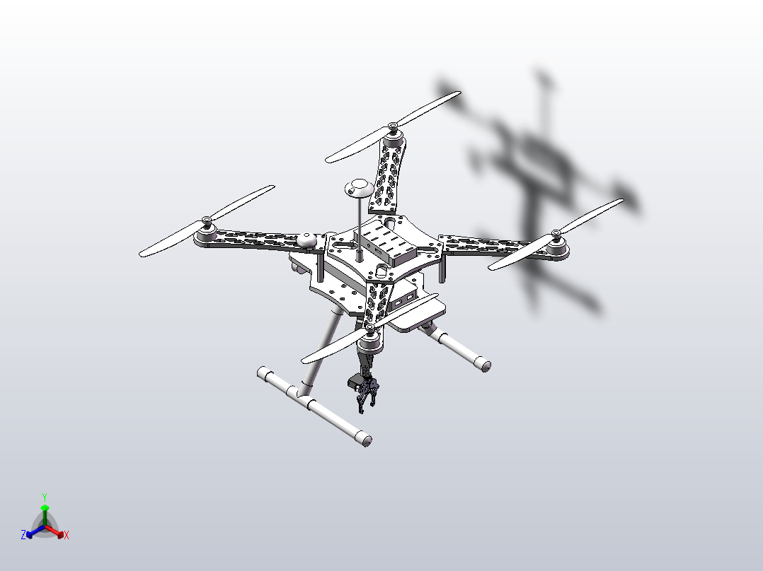 机械臂四轴无人机正等轴测图