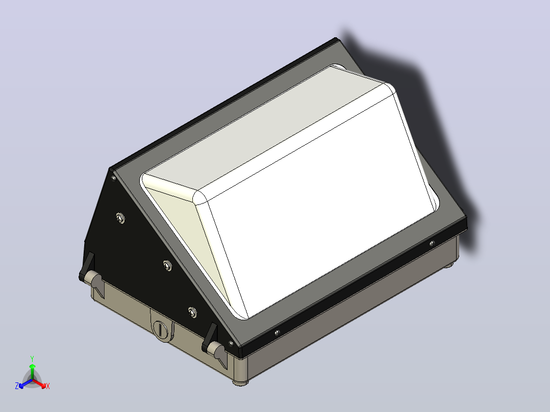 90瓦传统LED壁式组件-取代400瓦金属卤化物灯- 120-277V AC - IP65防爆正等轴测图