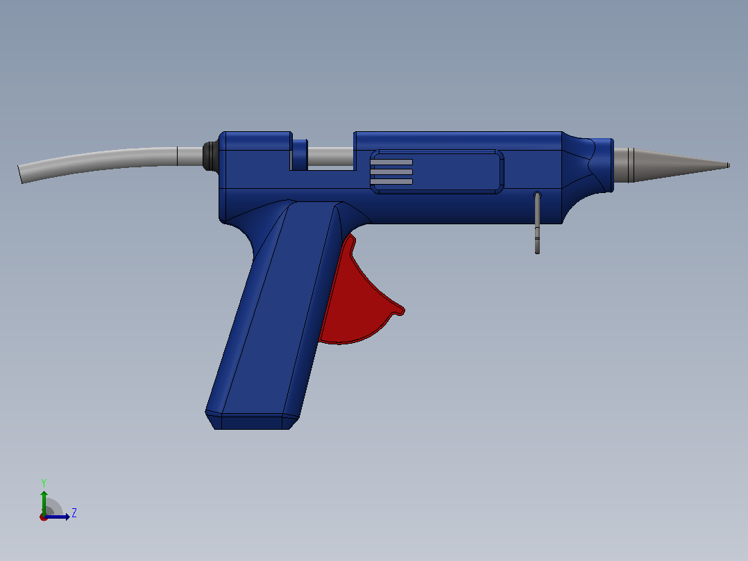 热熔胶木仓简易模型3D图纸 Solidworks设计左视图