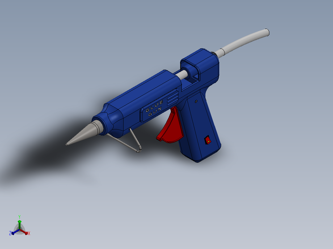 热熔胶木仓简易模型3D图纸 Solidworks设计正等轴测图