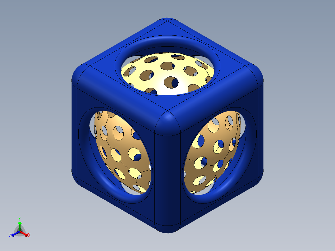 镂空球正等轴测图