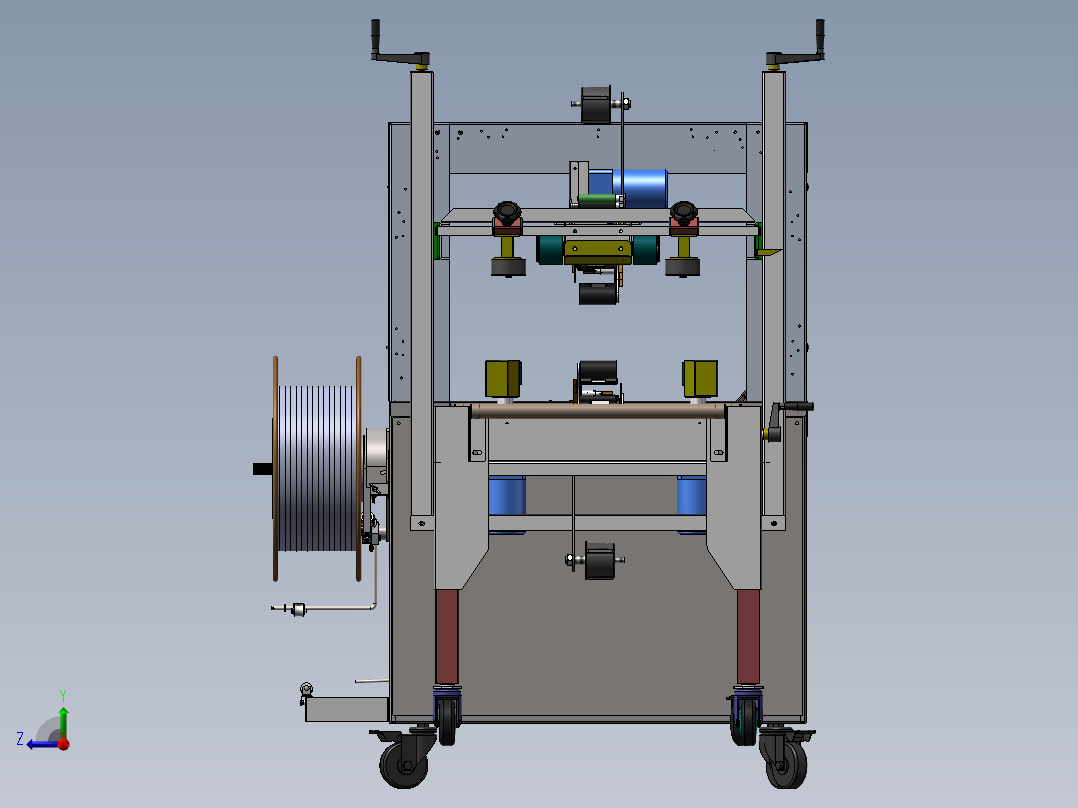 一字封箱机捆扎机封箱打包机方案3D图纸 包装流水线封箱打包3d图右视图