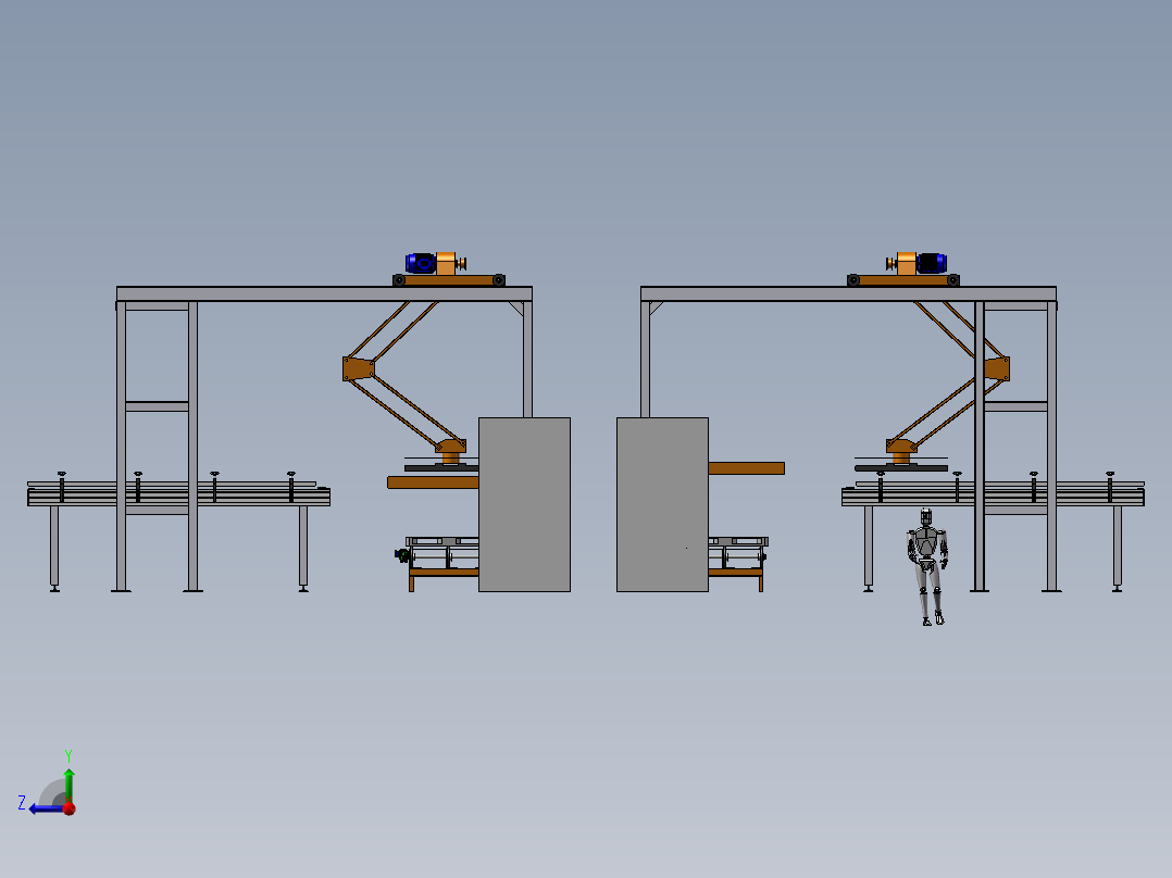 B09-托盘堆垛机流水线右视图