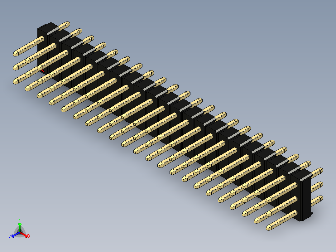 彩色公头100mil（2.54mm）系列-DS1021_black_3x22p_100mil_Type1_rev1.0主视图