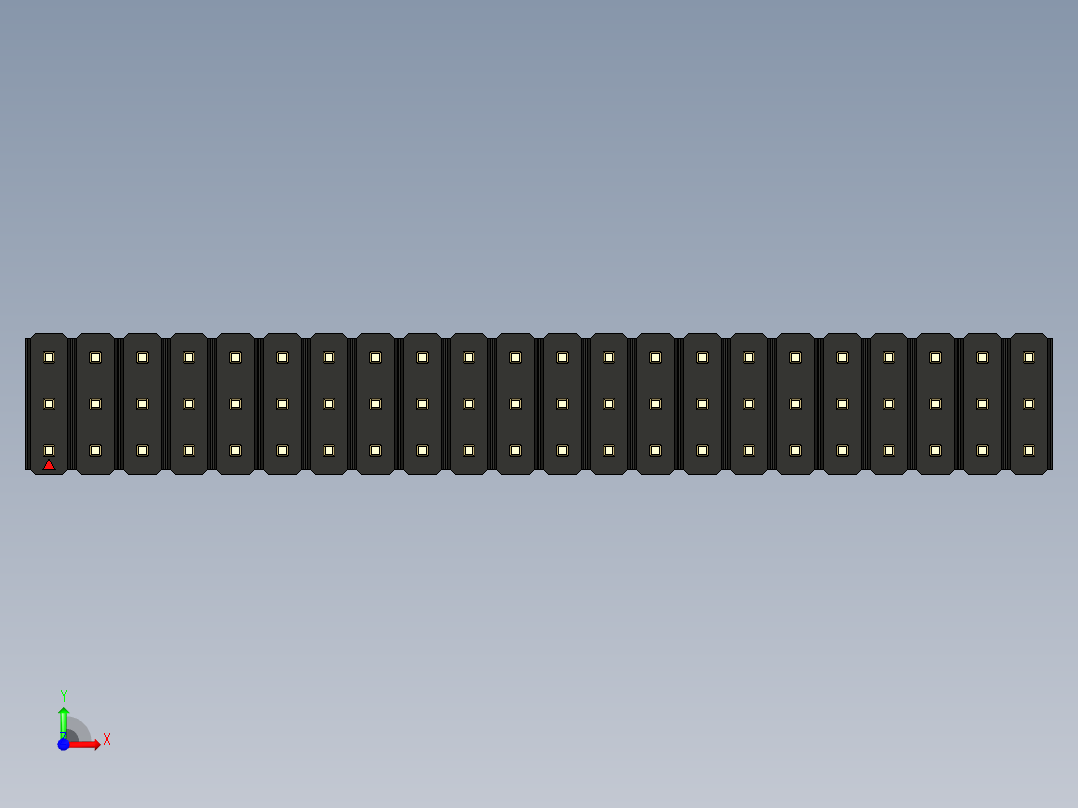 彩色公头100mil（2.54mm）系列-DS1021_black_3x22p_100mil_Type1_rev1.0前视图