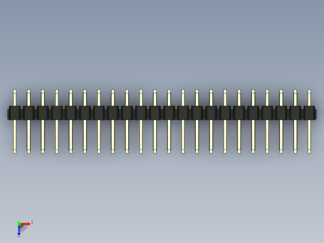 彩色公头100mil（2.54mm）系列-DS1021_black_3x22p_100mil_Type1_rev1.0俯视图