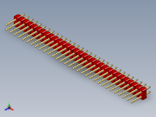 彩色公头100mil（2.54mm）系列-DS1021_red_2x31p_100mil_Type1_rev1.0正等轴测缩略图