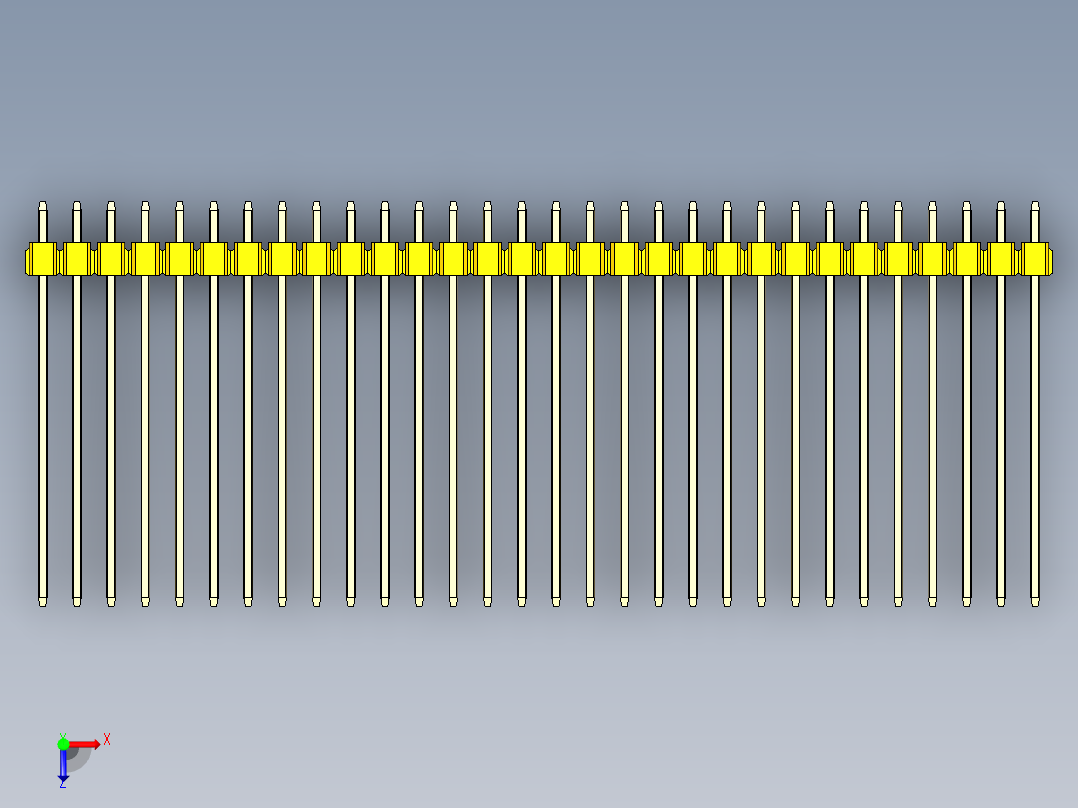 彩色公头100mil（2.54mm）系列-DS1021_yellow_3x30p_100mil_Type43_rev1.0俯视图