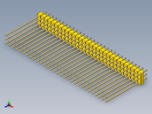 彩色公头100mil（2.54mm）系列-DS1021_yellow_3x30p_100mil_Type43_rev1.0正等轴测缩略图