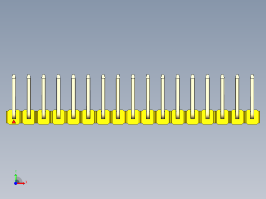 彩色公排针 100mil 2.54mm 系列-DS1022_yellow_17p_100mil_TypeU_rev1.0前视缩略图