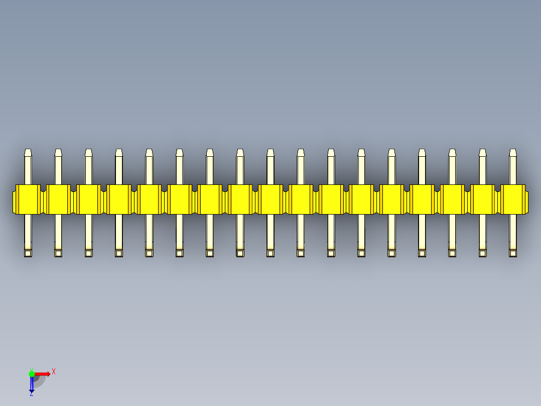 彩色公排针 100mil 2.54mm 系列-DS1022_yellow_17p_100mil_TypeU_rev1.0俯视图
