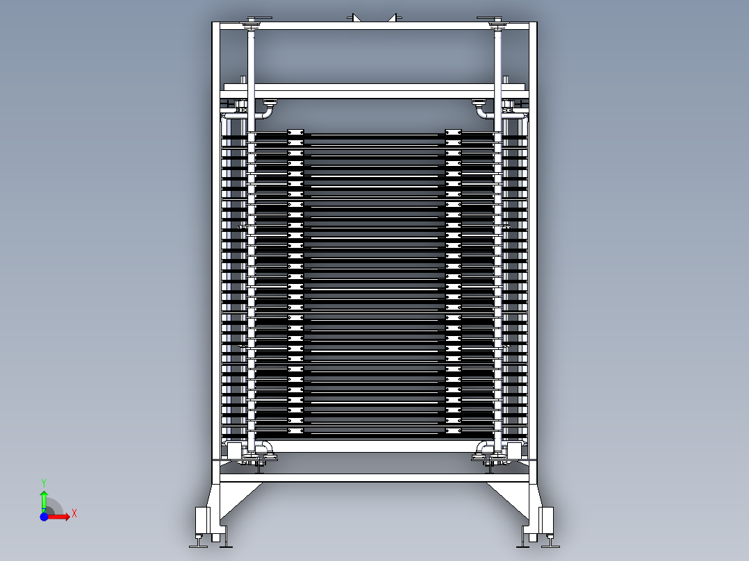 步进式烘箱物料台架设计前视图