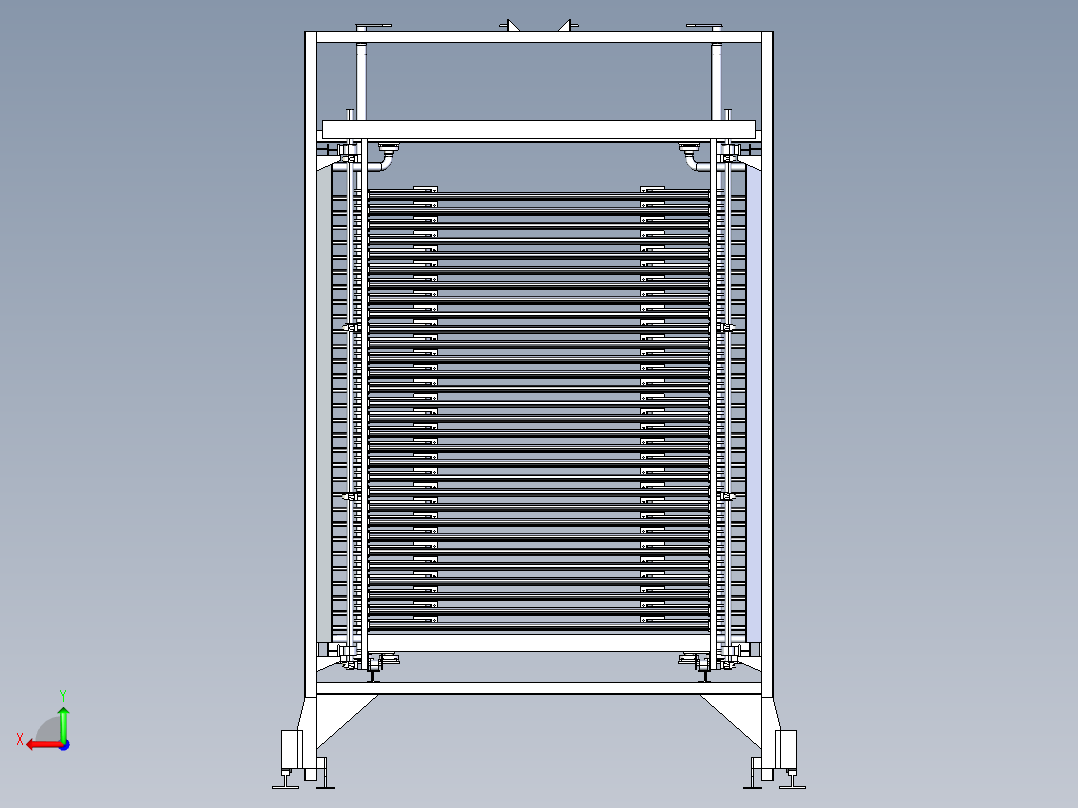 步进式烘箱物料台架设计后视图