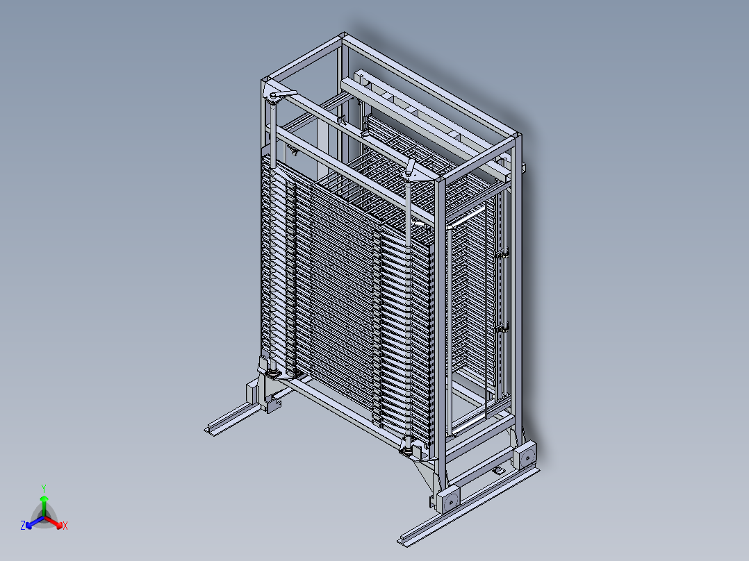 步进式烘箱物料台架设计正等轴测图