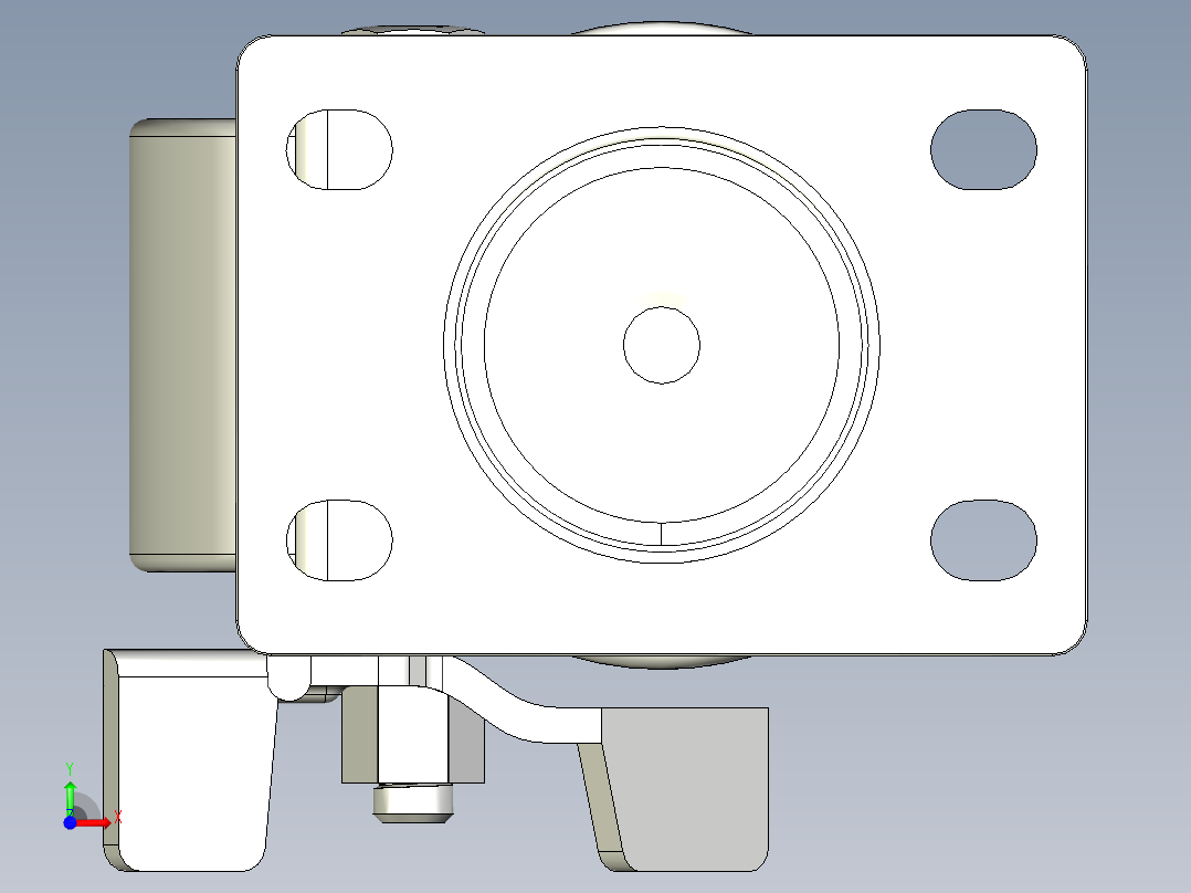 中荷重腳輪(1000N)5577-3D多系列多零件图纸模型前视图